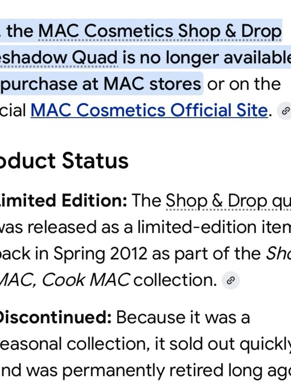 MAC Limited Edition/Collectible & Discontinued Shop & Drop Eyeshadow Quad